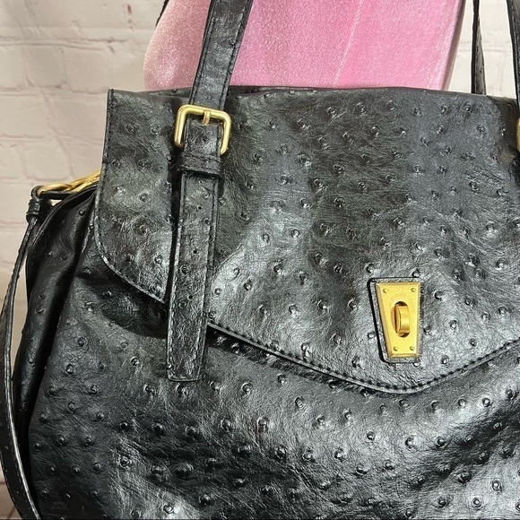 MARC By MARC JACOBS Ostrich Ozzie Aurora Satchel Tote Black EUC - Picture 2 of 13